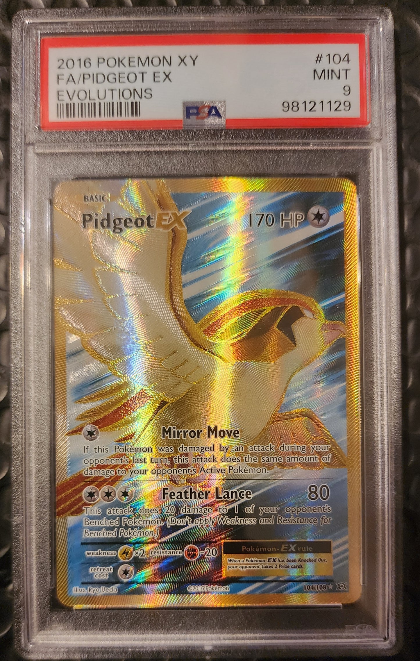 2016 Pokemon Pidgeot EX XY Evolutions #104 FULL ART GOLD PSA 9